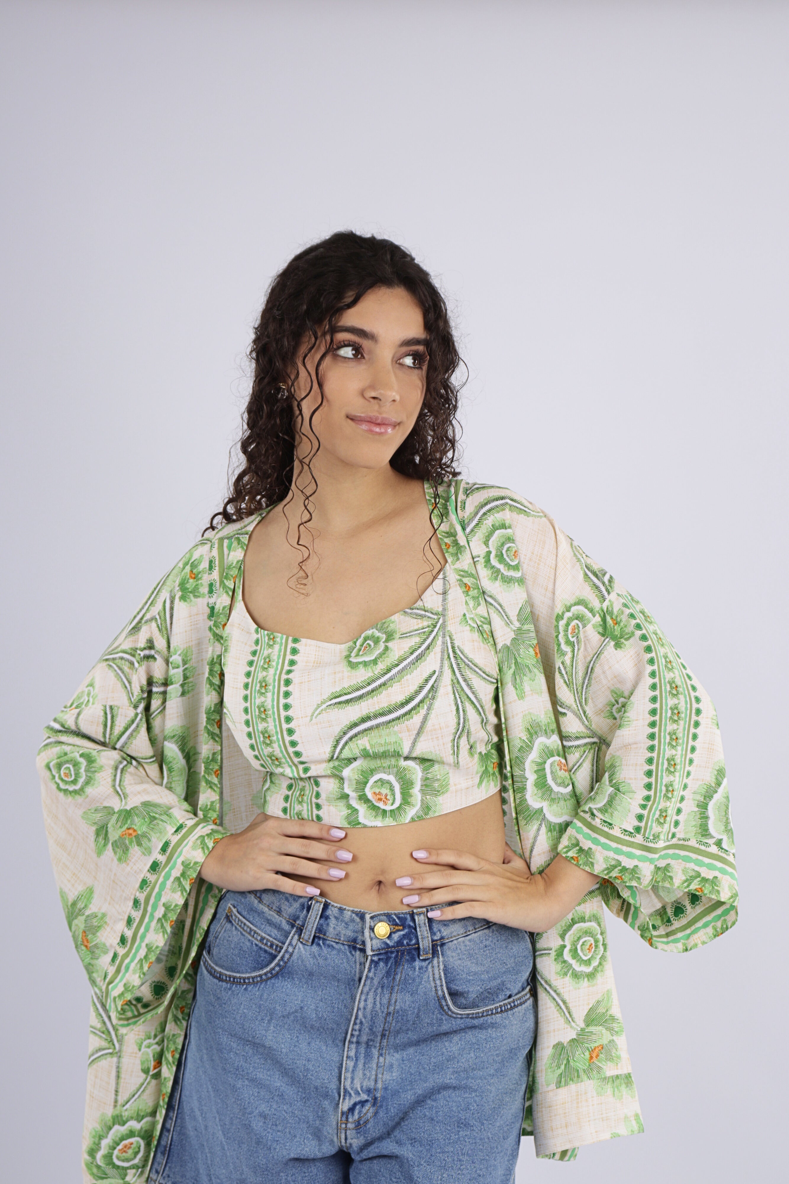 Kimono + Top Jardin Bordado