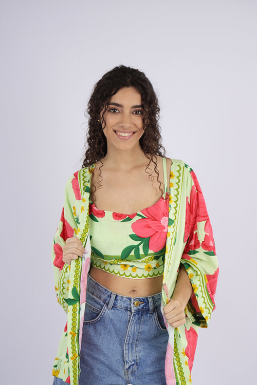 Kimono + Top Hibisco Bahia