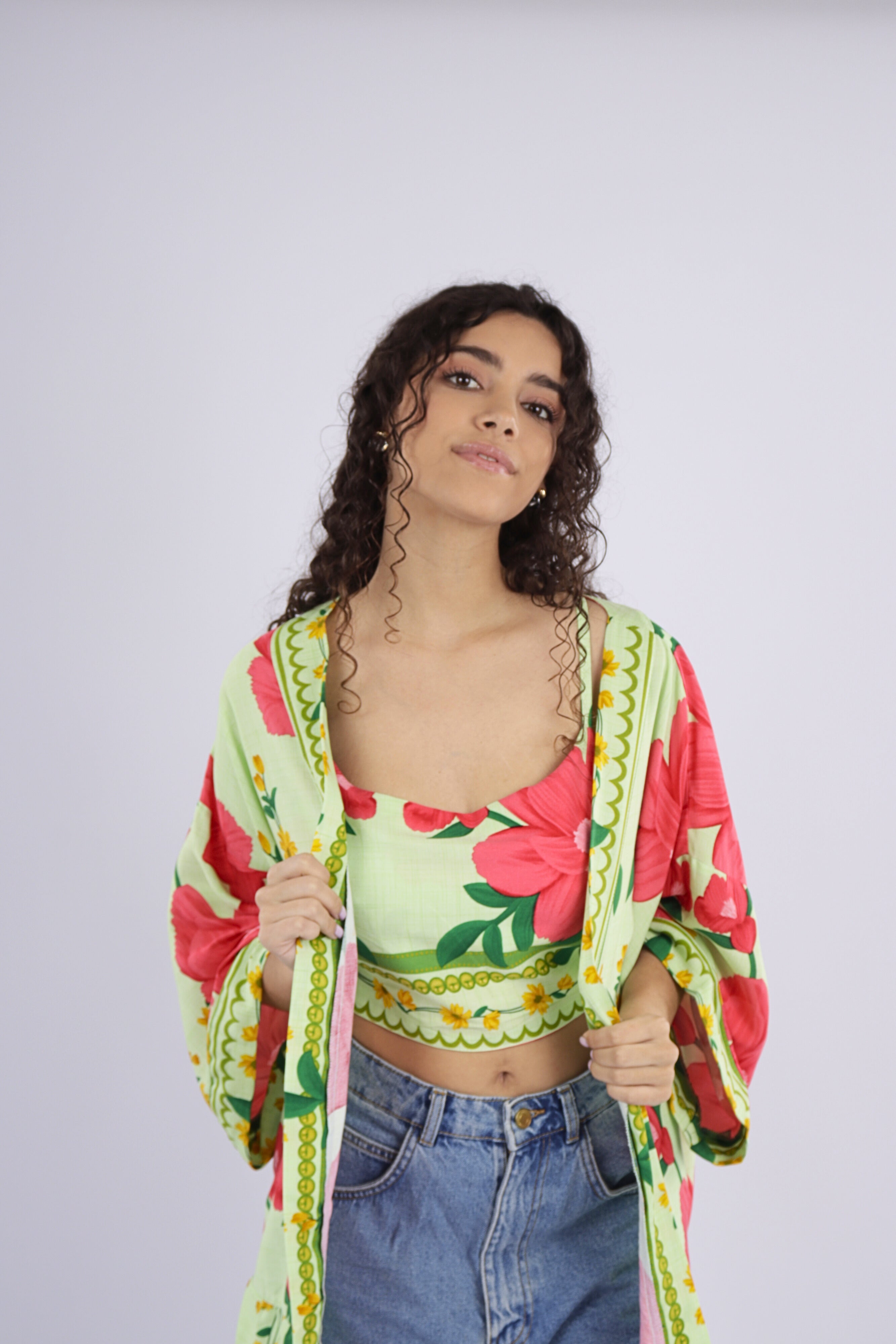 Kimono + Top Hibisco Bahia