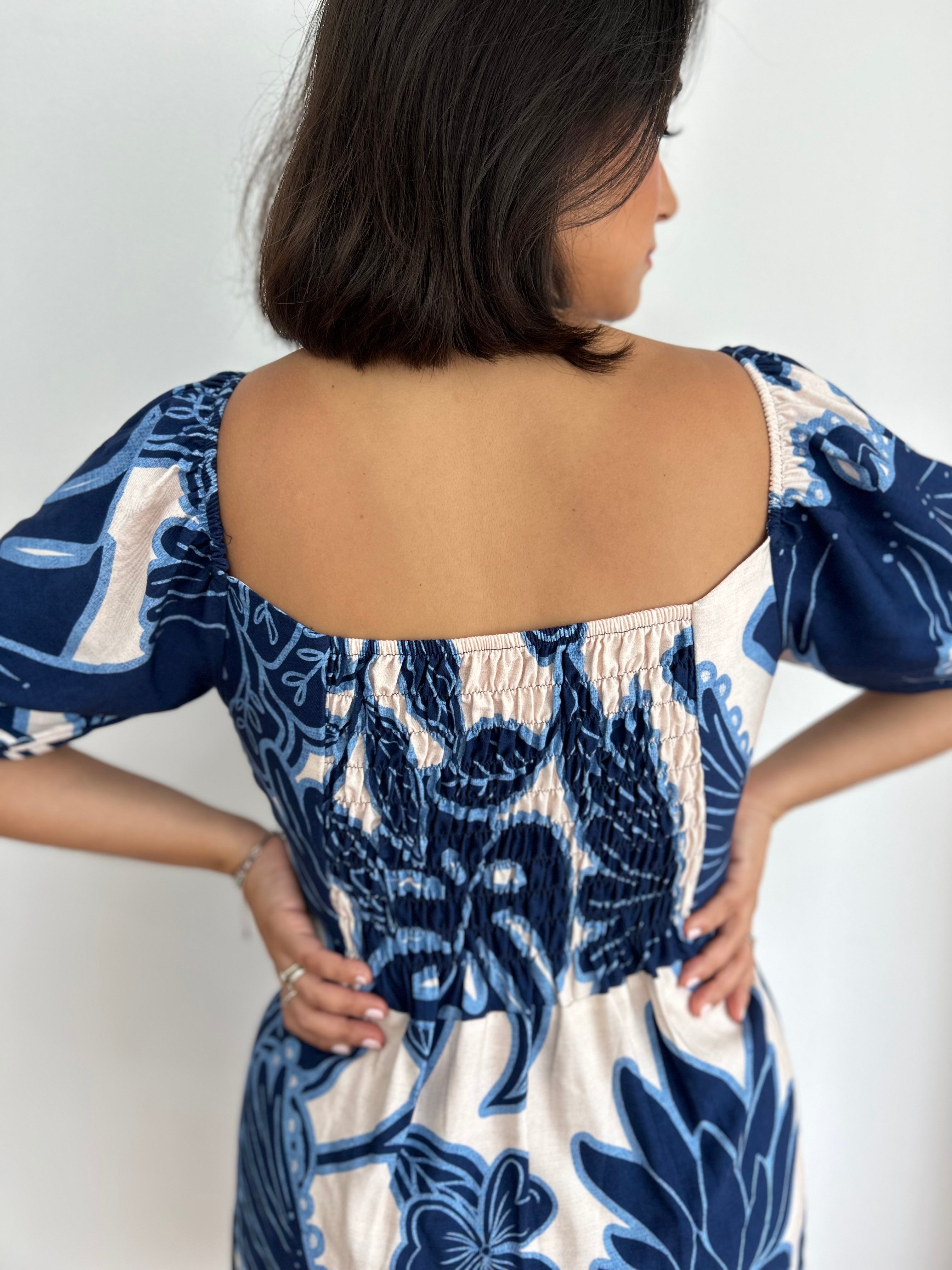 Vestido Hojas Azules